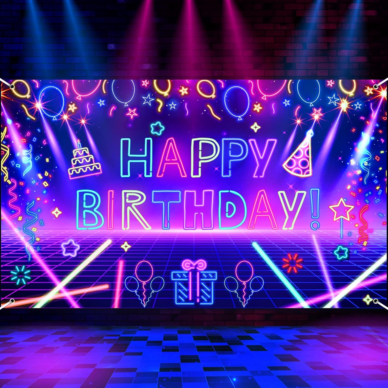 Let'S Party Event Supply - Photography Backdrop Glow Neon Birthday Party