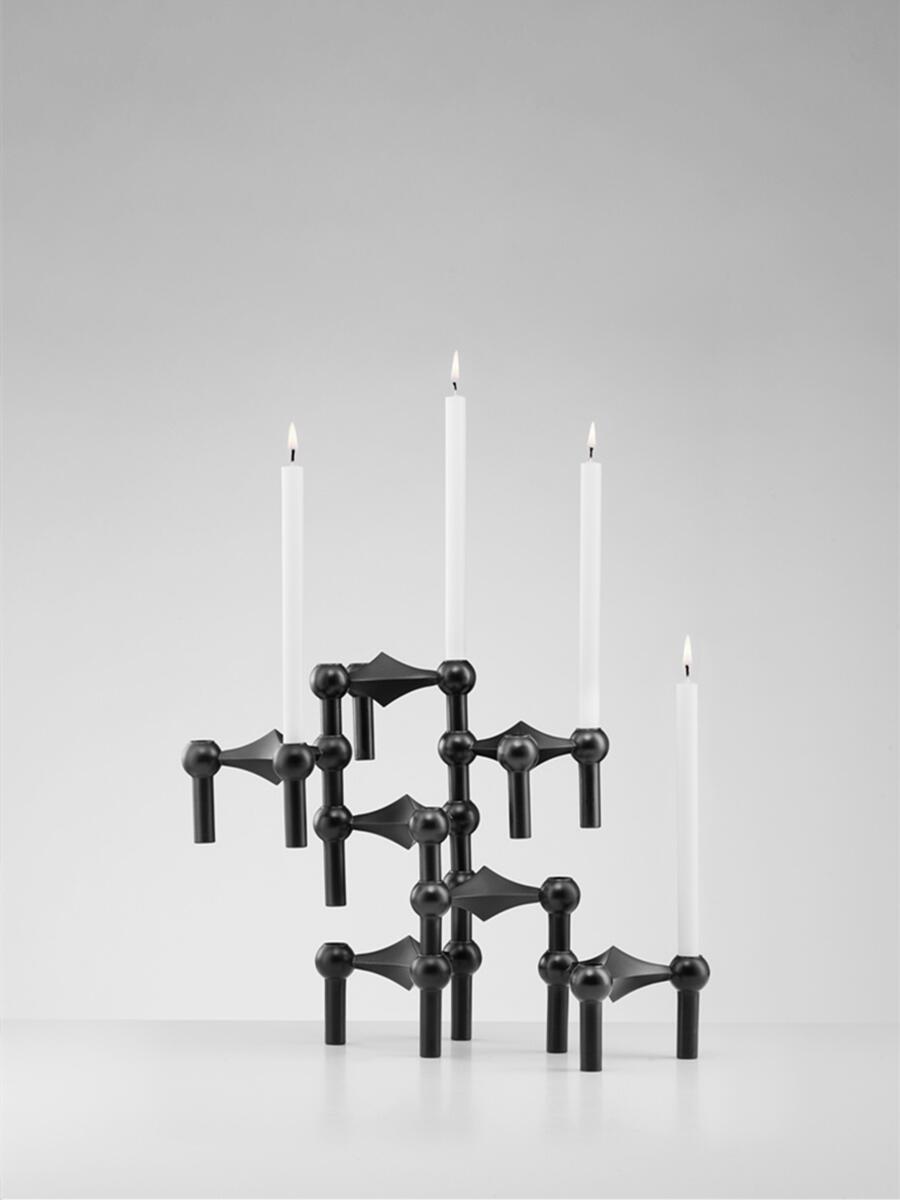 Centerpiece Stick - Metal Molecular Structure Candle Holder Black