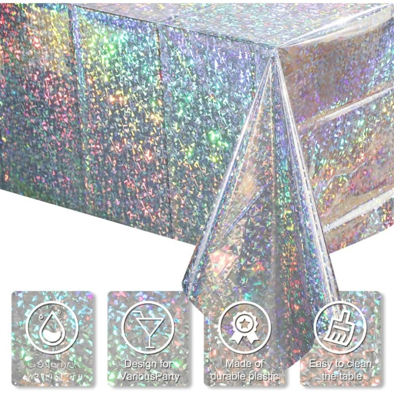 Table Cloth Disposable - 1PC Disposable Tablecloth PE Waterproof Flash