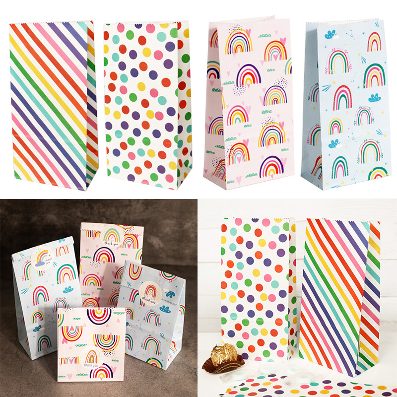 Event Party Box - Small Paper Bags Rainbow Printed Candy