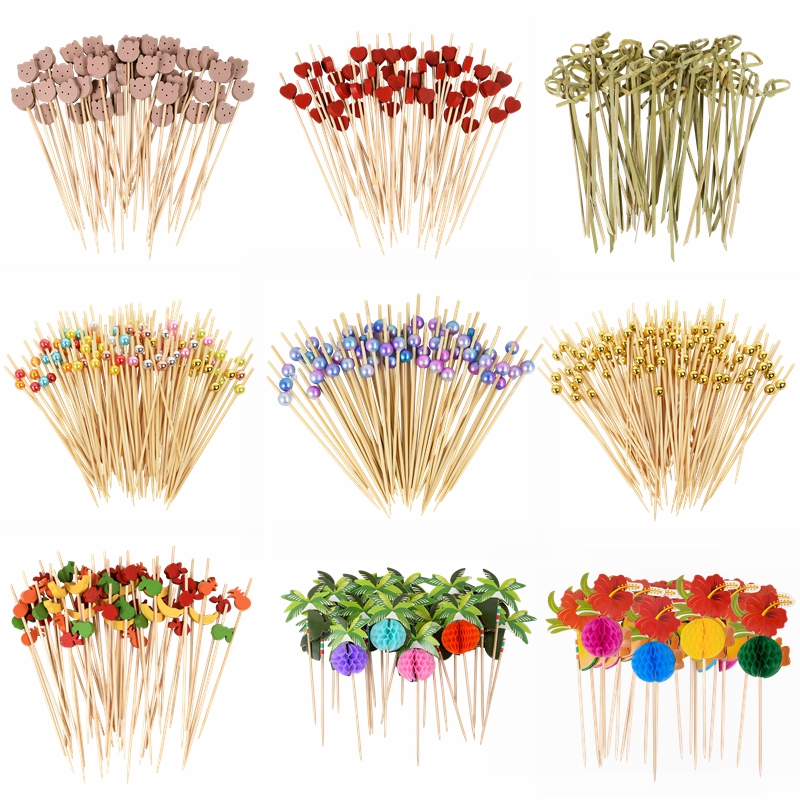 Centerpiece Stick - 50/100pcs Cute Bear Heart Beads Bamboo