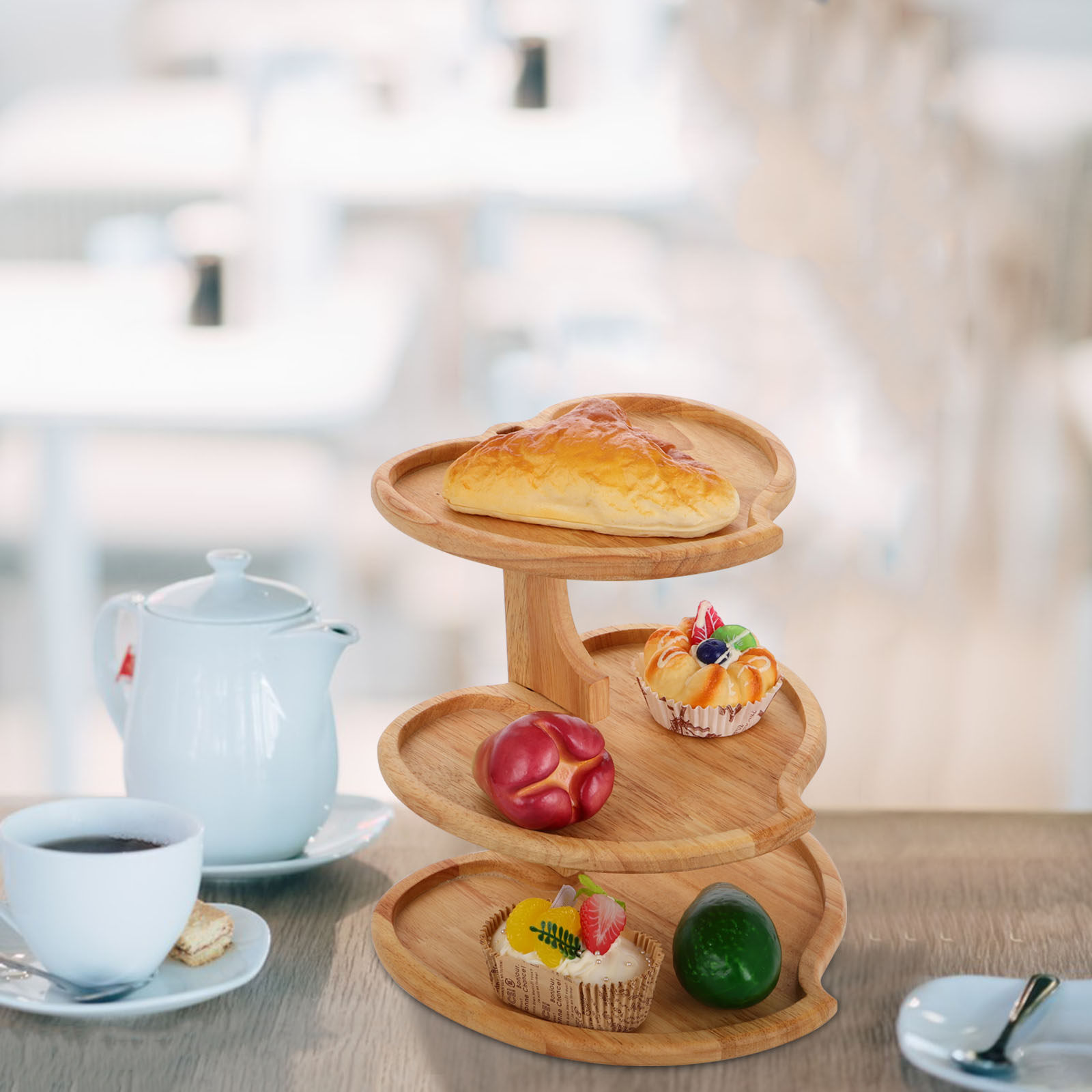 Cupcake Stand Tier - 3 Tier Heart Shaped Wood Serving