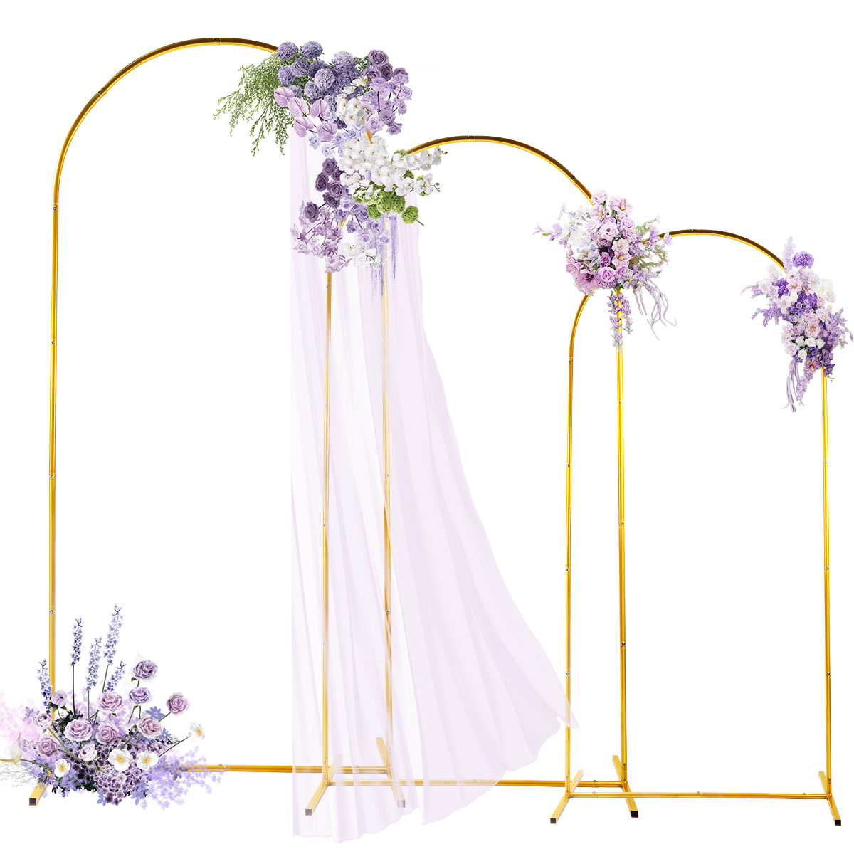 Balloon Arch Kit - 3Pack Golden Metal Arch Kits, Adjustable