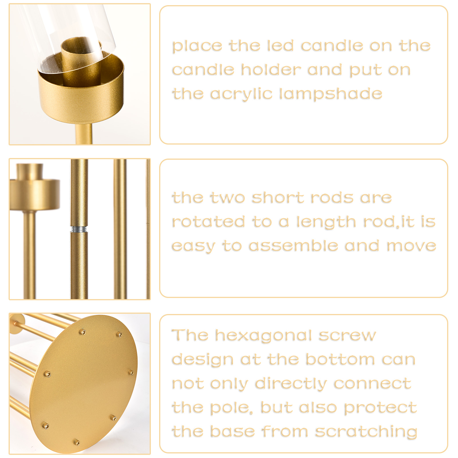 4 Sets 7-Arm Gold Floor Candel - đánh giá và giá Centerpiece Stick