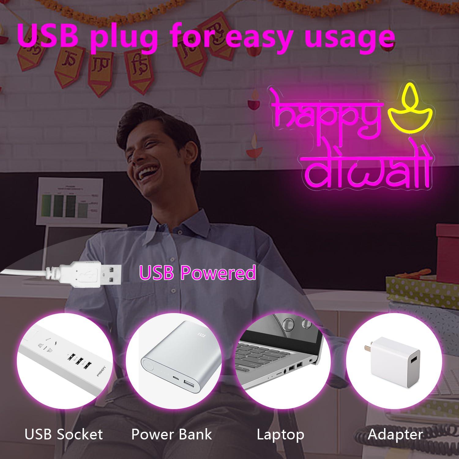 Happy Diwali Neon Sign USB Pow - đánh giá và giá Neon Sign Party