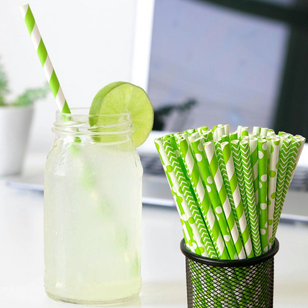 100Pcs Colorful Striped Print  - đánh giá và giá Paper Straw Color