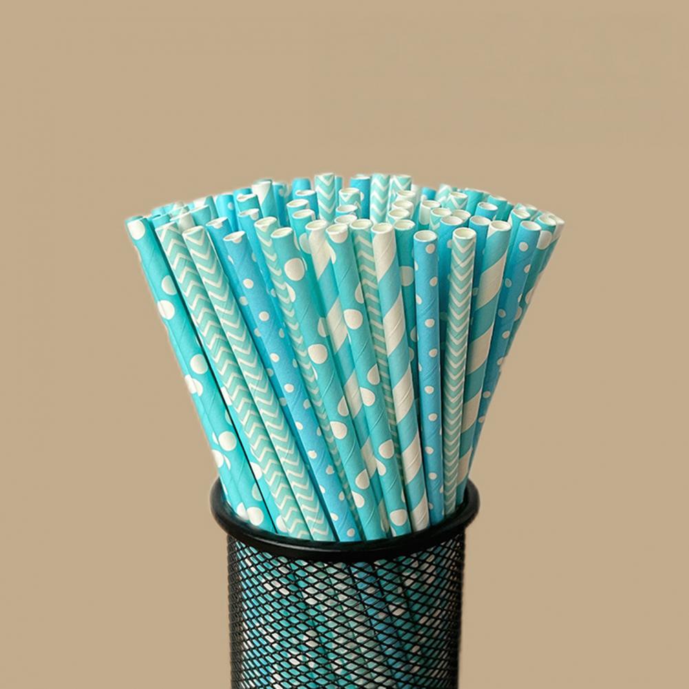 100Pcs Colorful Striped Print  - đánh giá và giá Paper Straw Color