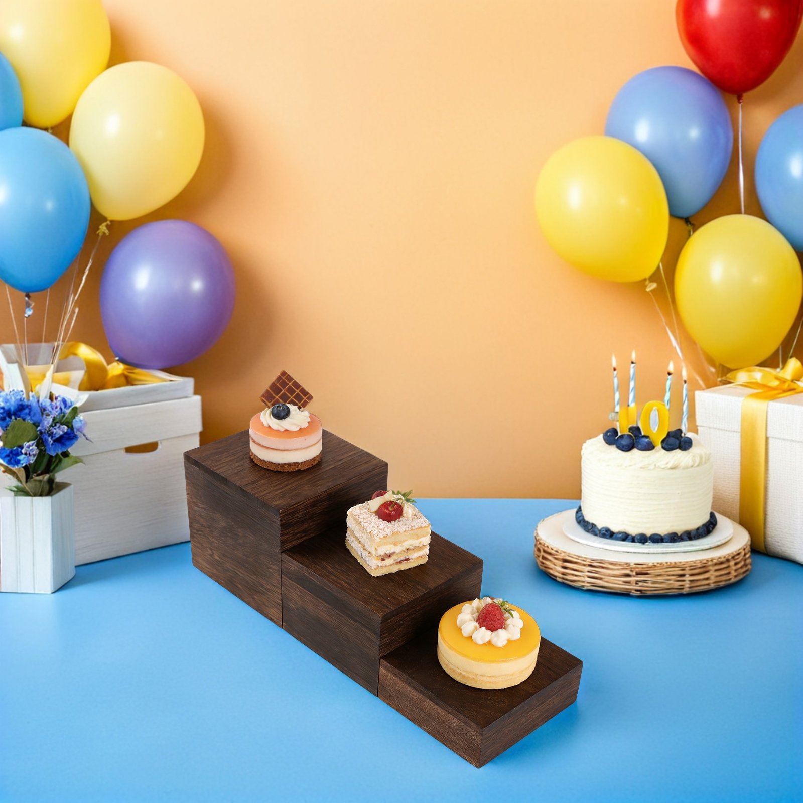 3Pcs Rustic Wooden Tiered Cake - đánh giá và giá Cupcake Stand Tier