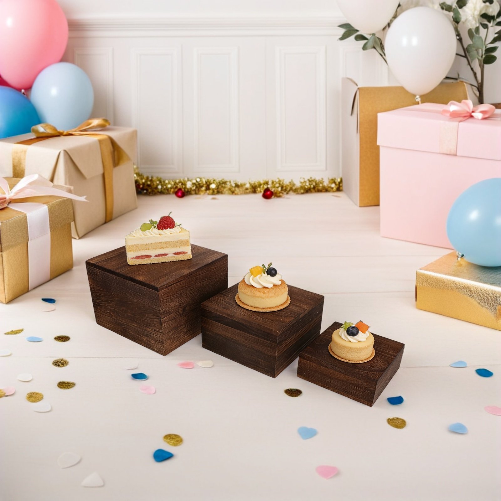 3Pcs Rustic Wooden Tiered Cake - đánh giá và giá Cupcake Stand Tier
