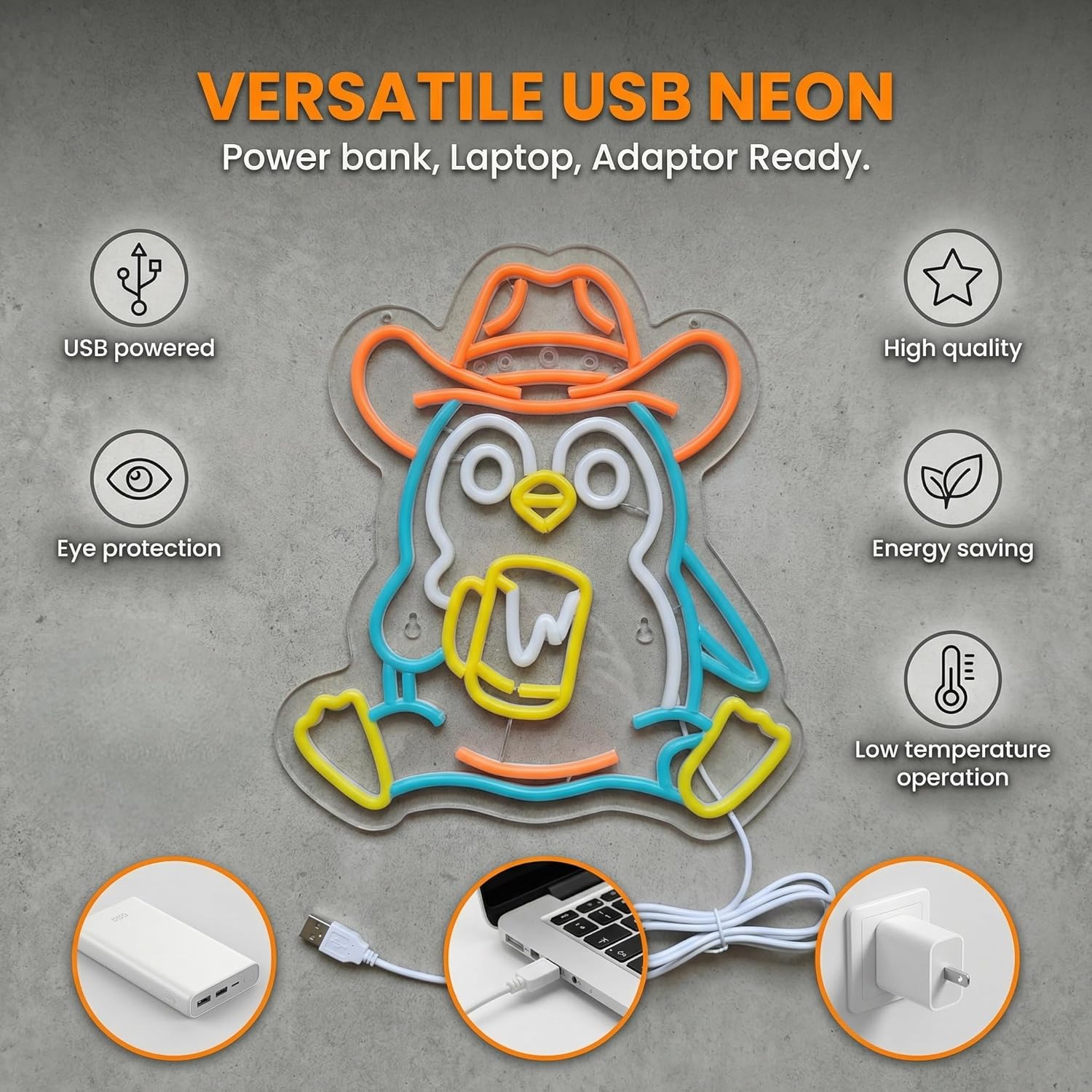 Penguin Neon Sign USB Powered  - đánh giá và giá Neon Sign Party
