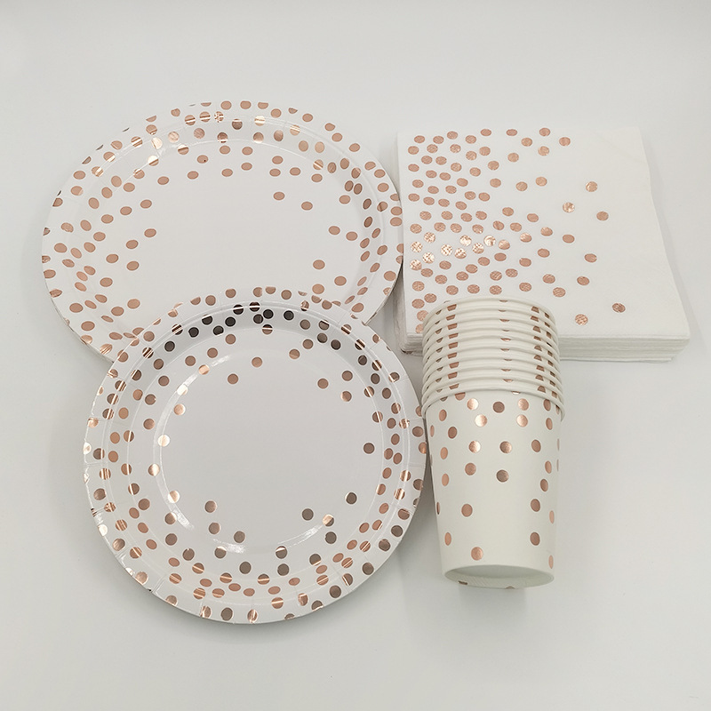 Rose Gold Party Tableware Kit  - đánh giá và giá Paper Straw Color