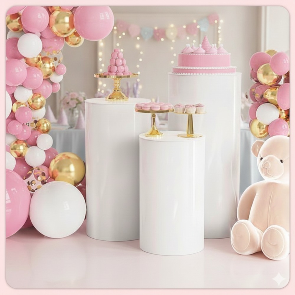 3/5Pcs White Cylinder Pedestal - đánh giá và giá Event Party
