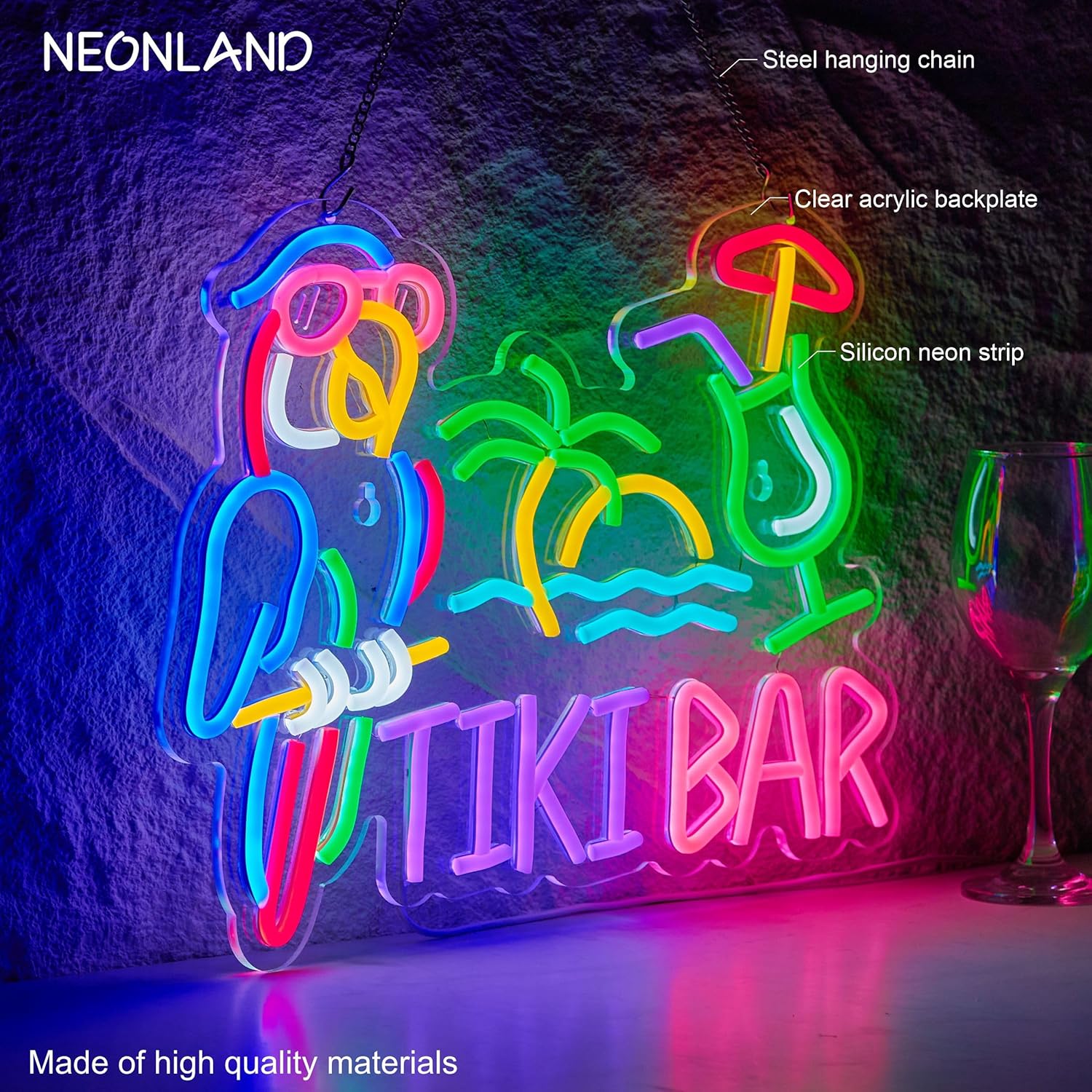 Tiki Bar Parrot Palm Tree Neon - đánh giá và giá Neon Sign Party