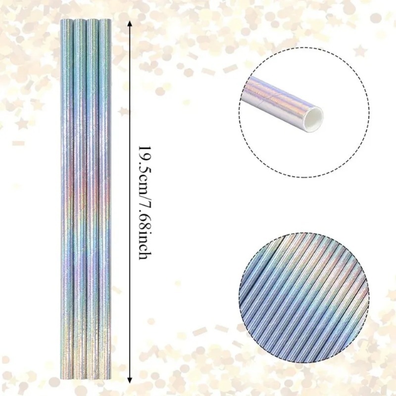 25/50/100PCS Silver Laser Pape - đánh giá và giá Paper Straw Color