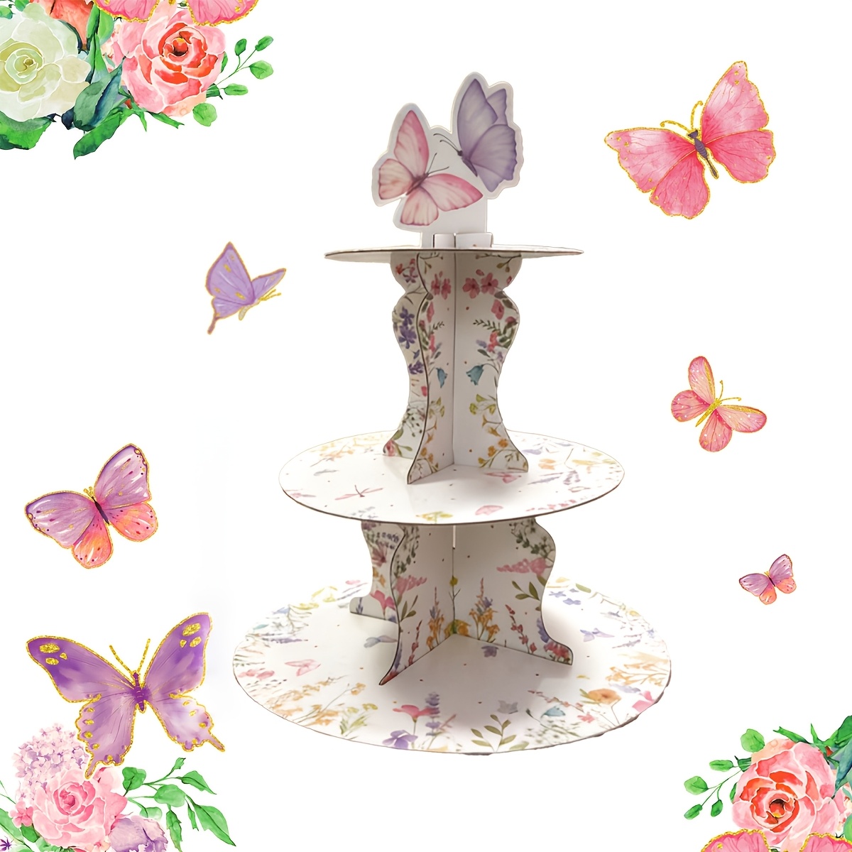 3-Tier Wildflower Butterfly Ca - đánh giá và giá Cupcake Stand Tier