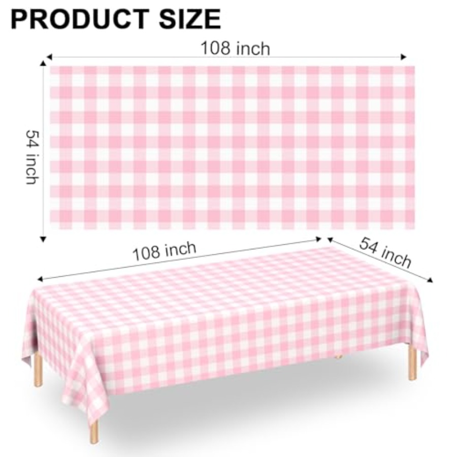 Pink Gingham Tablecloth Rectan - đánh giá và giá Table Cloth Disposable