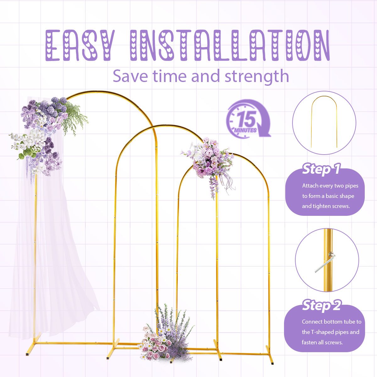 3Pack Golden Metal Arch Kits,  - đánh giá và giá Balloon Arch Kit