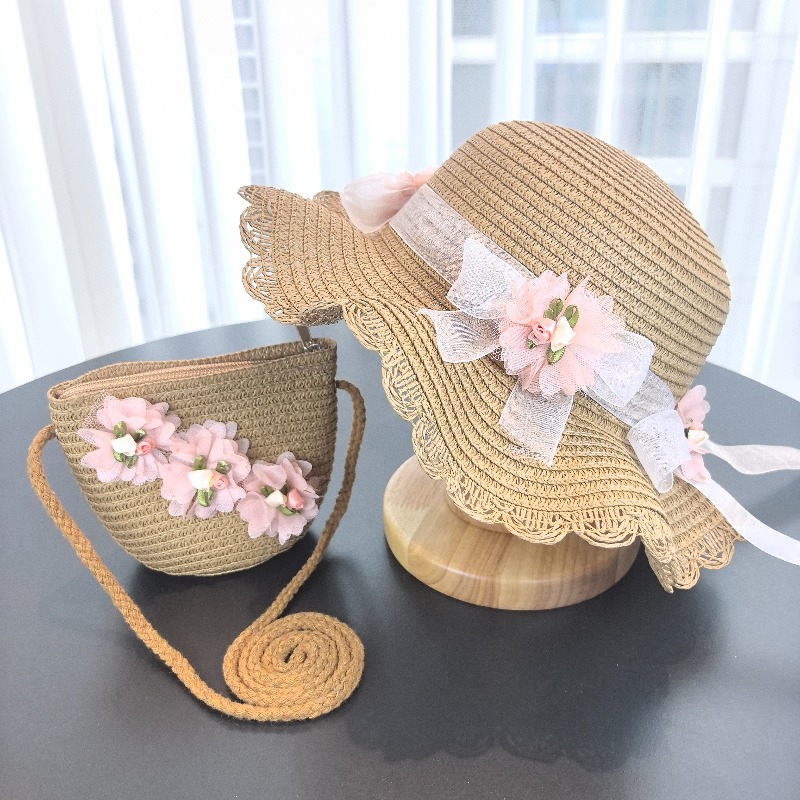 Girls 2pcs Straw Hat Solid Col - đánh giá và giá Paper Straw Color