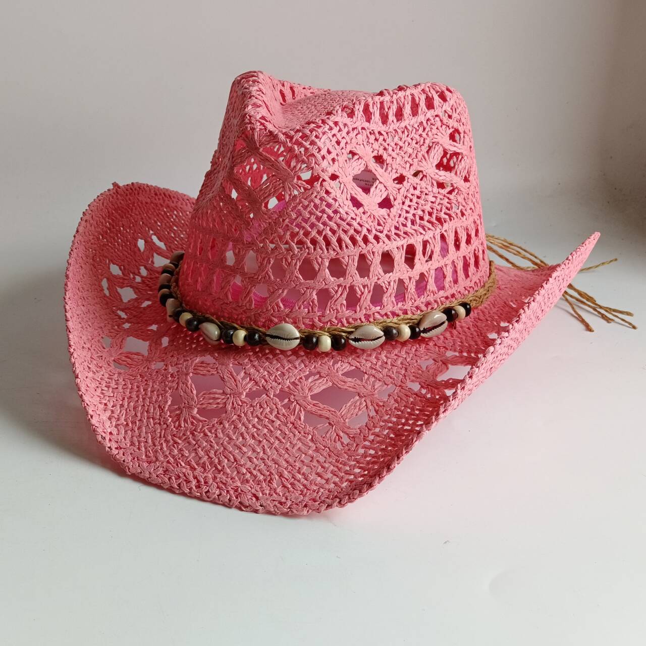 Pink Cowboy straw hat  hollow  - đánh giá và giá Paper Straw Color