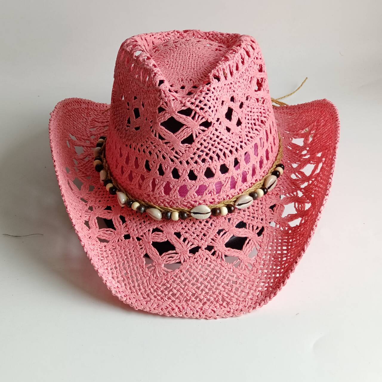 Pink Cowboy straw hat  hollow  - đánh giá và giá Paper Straw Color